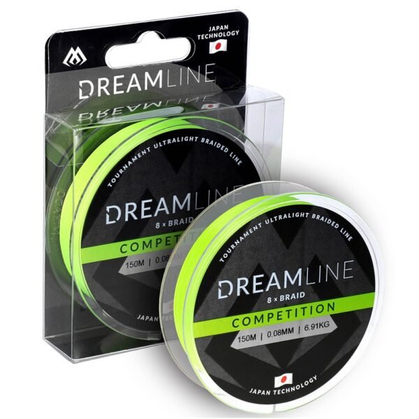 The Mikado Braided Line - Dreamline Competition 0.16mm/15.54kg/150m in Fluo Green - designed for anglers who demand precision and strength.