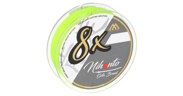 The Nihonto Octa Braid - 0.23mm/20.8kg/150m in Fluo is crafted for strength and reliability. Designed with eight tightly-woven micro strands, it delivers incredible knot strength and durability