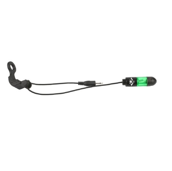 The Mikado Bait Indicator LED Hanger in green provides a lightweight, sensitive alarm designed for smaller reservoirs and casting techniques.