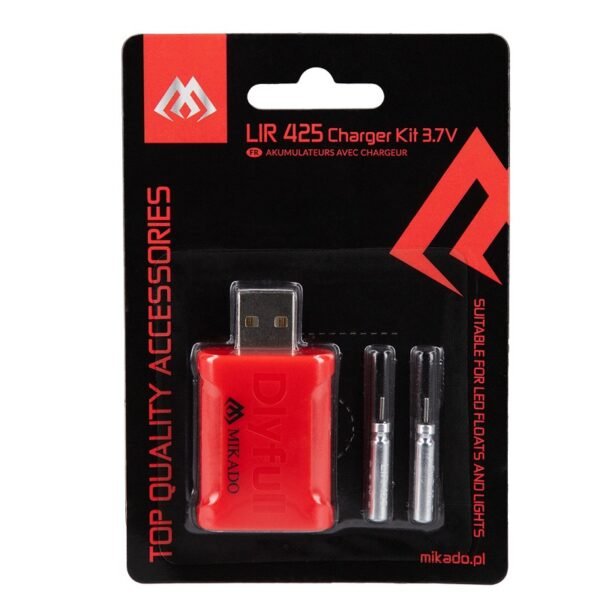 The Mikado Rechargeable Batteries LIR425 with Charger provide dependable power for LED floats and tip lights.