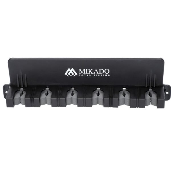 The Mikado Holder For Rods offers a compact, efficient way to store up to six fishing rods.