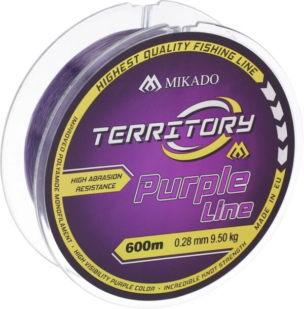 The Mikado Territory Purple 0.35mm/11.90kg/600m is a high-performance fishing line designed for serious anglers targeting larger fish.
