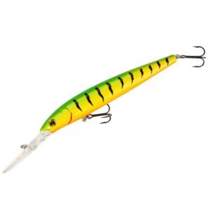 The Mikado Wobbler Fishunter Narrow 12cm/60 is a specialized sinking lure designed for deep water fishing. Moreover; with its slender profile and delicate action, it excels in targeting zander and pike.