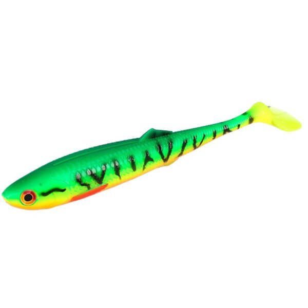 The Lure Sicario 10.5cm/Fire Tiger - designed for maximum effectiveness. Its realistic look, intense tail action, and well-pronounced quivering body attract various predators. Smaller sizes are favored by perch and zander, while larger ones lure in pike effortlessly.