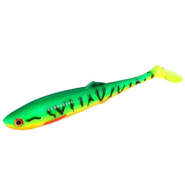 The Mikado Sicario 14cm/Fire Tiger lure combines a lifelike design with intense tail movement, making it highly effective for targeting large predators. The well-pronounced body quiver mimics natural prey, attracting the attention of even the most cautious fish.