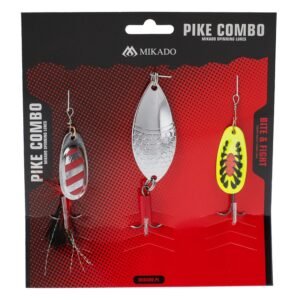 The Mikado SET Spinners Pike features three expertly selected spinning spoons designed specifically for targeting pike.