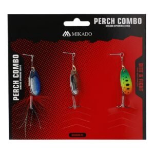 The Mikado SET Spinners Perch includes three expertly crafted spinning spoons, designed specifically for perch fishing.