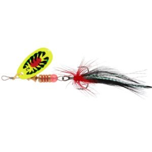 The Mikado Spinner Blaster With Tassel 4 offers an enhanced fishing experience, specifically designed for perch and trout.