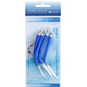 The Mikado Sea SET - Gummi Makk Rig , featuring three durable No. 4/0 blue hooks - expertly crafted for pilker angling.