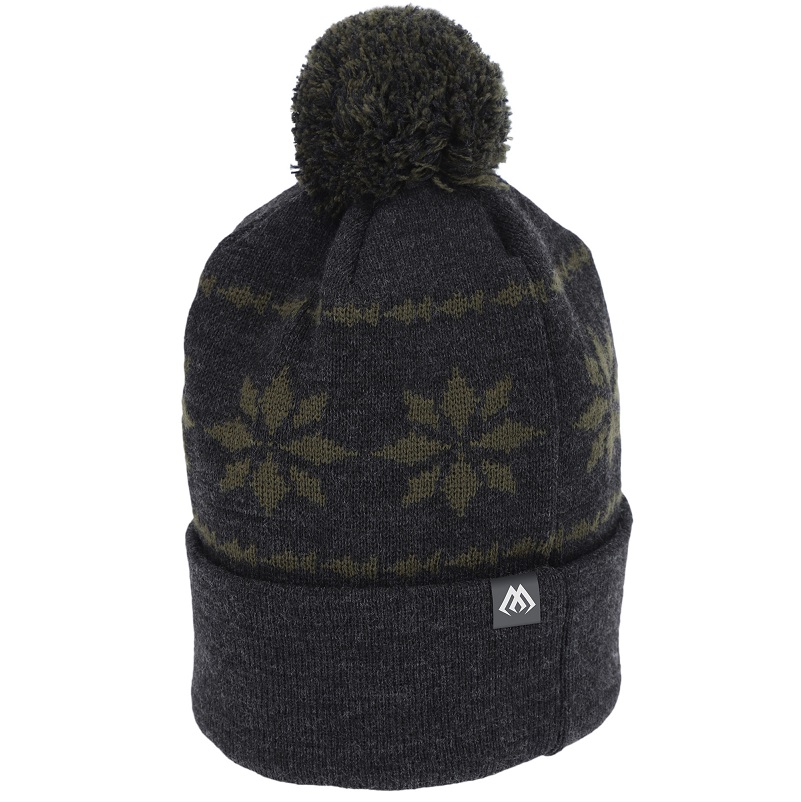 D022.jpg Czapka zimowa Mikado z pomponem - szaro-zielona - obrazek 1