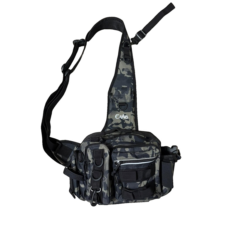 CAP006 Cap-VIS Spinning Fishing Sling Bag – Compact Tackle Bag – 40x25x15 – Camouflage - Afbeelding 1